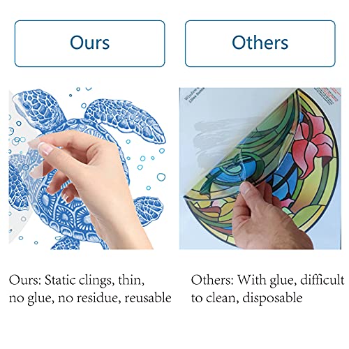 Gorgecraft 4Pcs Sea Animal Window Decals Static Sea Turtles Glass Sliding Door Sticker Clings Waterproof Vinyl Film Ocean Bedroom Bathroom Decals For Prevent Stop Birds Dogs Pets Strikes #TOP3
