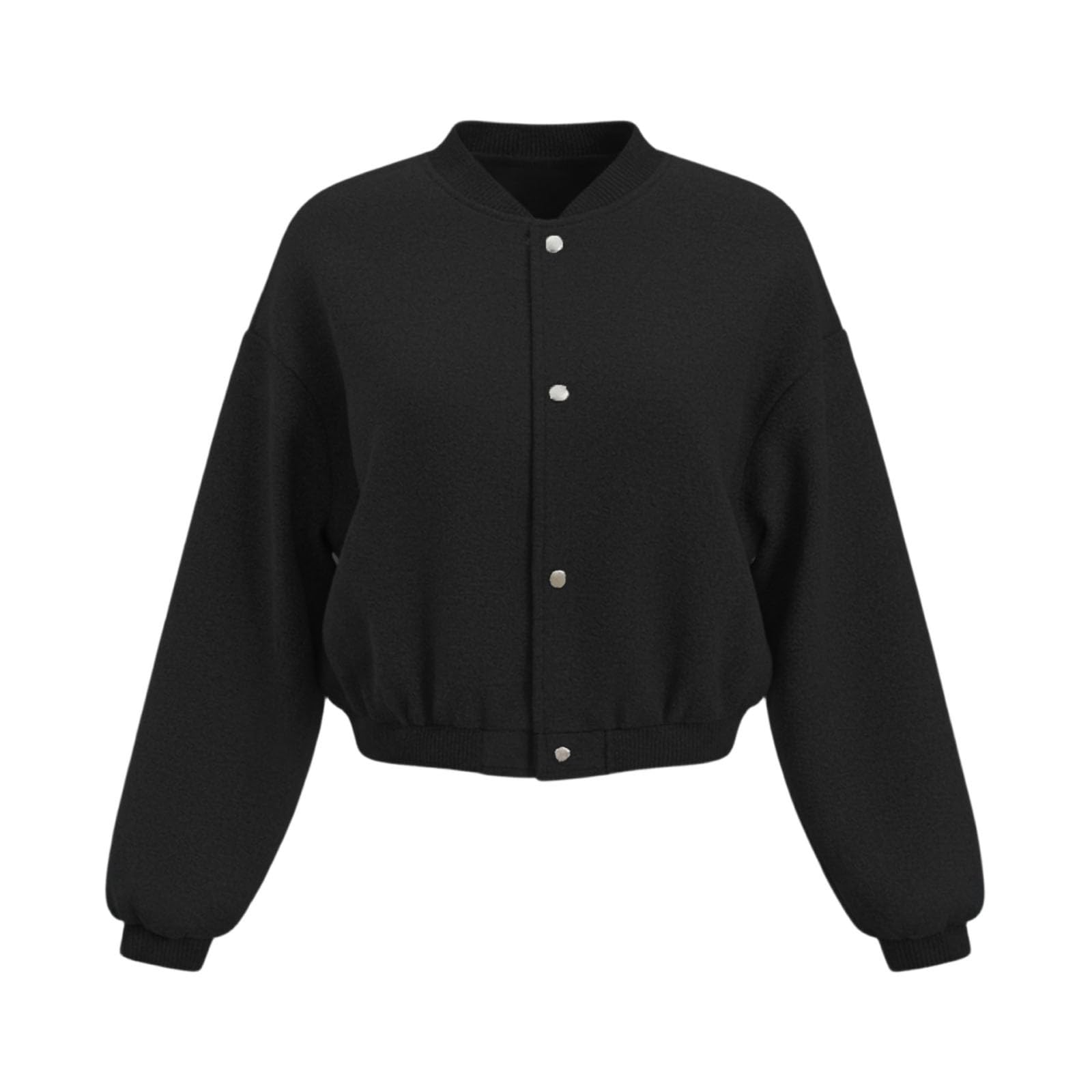 Generisch Damen Übergangsjacke Kurze Bomberjacke Casual Zip Up Sweatjacke Blouson Jacke Herbst Winter Outerwear Outdoor Cardigan Pullover Sweatshirt Y2k Sweater Knitted Top