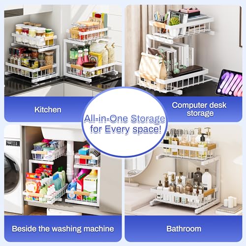 ADBIU Under Sink Organizer, 2 Pack 2 Tier Expandable Height - Image 6