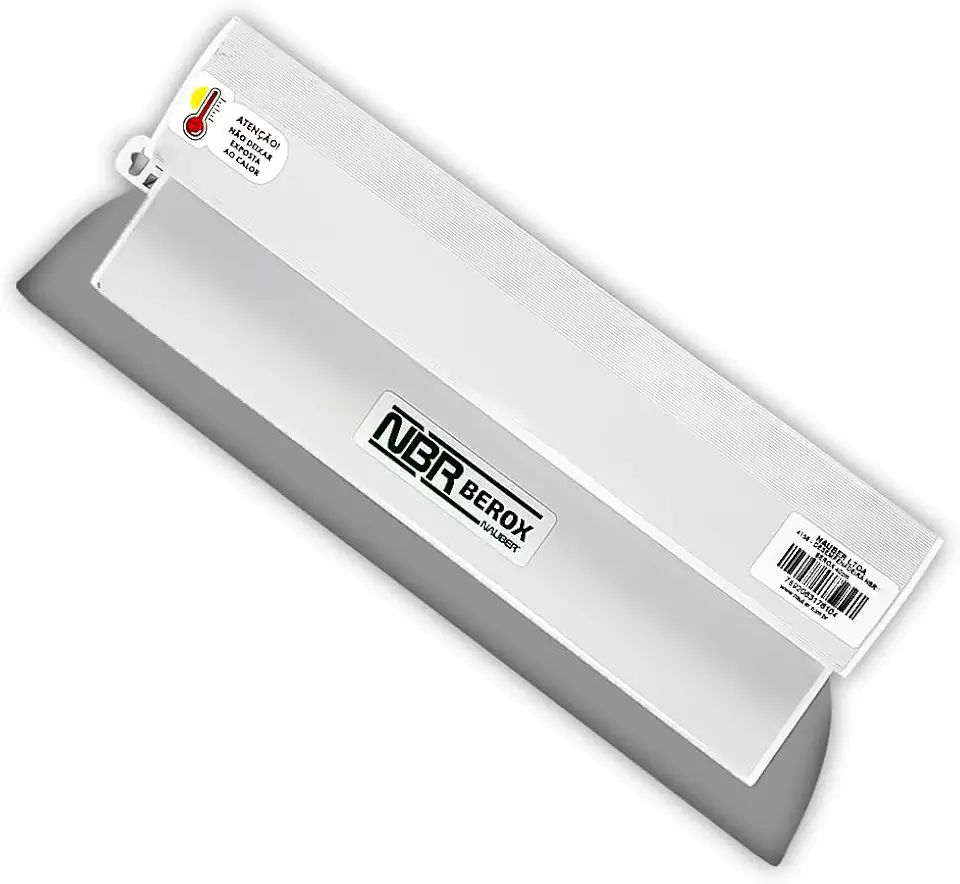 Nauber Desempenadeira Berox 40cm em Aço Inox Nbr Branca Profissional para Acabamento e Nivelamento Massa Corrida e Textura - Branca
