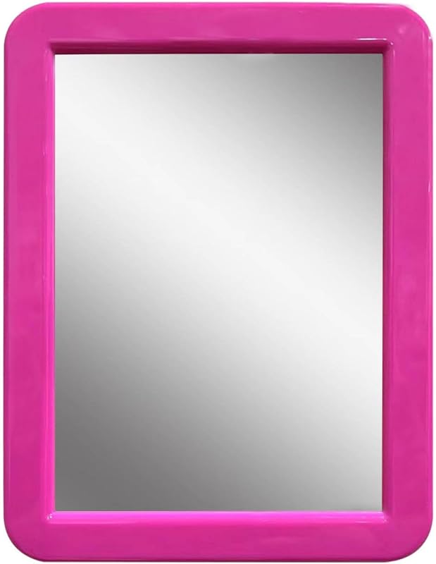 Espelho magnético para armário CEREM com moldura rosa, vidro, 12,7 cm x 17,78 cm