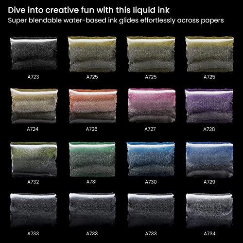 Arteza Metallic Real Brush Pens, 16 Colors, Blendable Watercolor Markers, Liquid Ink, Art Supplies For Lettering, Calligraphy, And Scrapbooking #TOP3