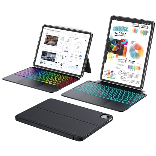 Keyboard Case for iPad Air 13 Inch M3/M2 2025-2024, Case with Keyboard for iPad Air 13, Multi-Touch Trackpad, 7 Colors Backlit Keys for iPad Pro 12.9 Inch 2022-2018 Lightweight, Portable, Black