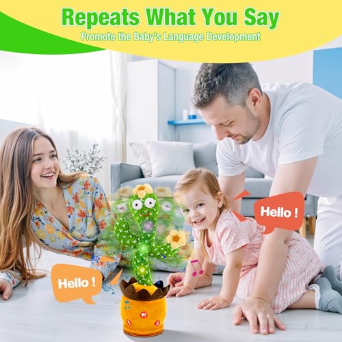 Image of Ayeboovi Dancing Talking Cactus Baby Toy, Mimicking Recording Toy Repeats What You Say (Volume Adjustable Flowering Cactus)