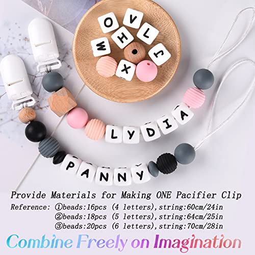 Image of Personalized Pacifier Clip for Boys and Girls, 3 Sets of 26 Letters DIY Silicone Stroller Clip with Name,Cute and Durable Pacifier Holder Soother Chew Toy,Unique for Newborn Gift