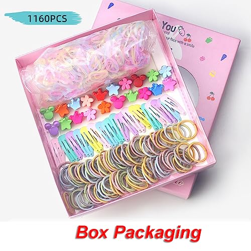 Image of Shining Diva Fashion 74-1220 Pcs Colorful Hair Bands, Hairpins, Ponytail Holders, Flower Clips, BB Clips, Bamboo Knots, Hair Extensions, Headbands for Girls Kids Baby Toddlers | A Box of Multipurpose Girls Hair Accessories Set | Birthday Gift for Girls