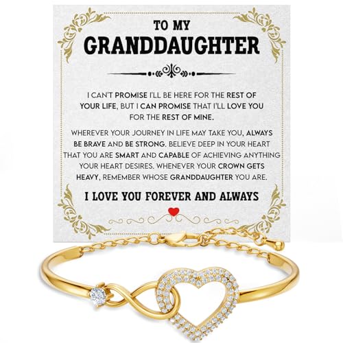 Larvincy To My Beautiful Granddaughter Bracelet With Heartfelt Message & Elegant Box - Granddaughter Gifts from Grandma Grandparents, Love Jewelry On Valentines Day, Birthday, Graduation, Christmas