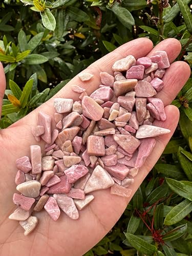 Image of GAF TREASURES 2 oz Lot Natural Semi Tumbled Gemstone Chips, Crushed Mini Crystals, Undrilled Crystal Chips (Pink Opal)