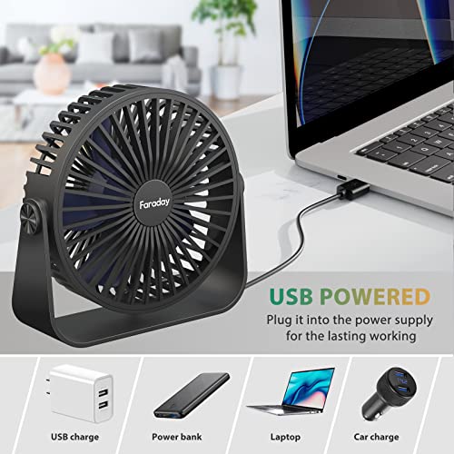 Faraday FD03 Usb Desk Fans 5 Inches Portable Table Fans 360° Head Rotation Small Personal Desktop Fan thumb #3