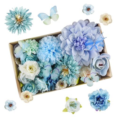 Joyblossom Kunstblumen zum Basteln, 26 Stück Seidenblumen zum Basteln, Künstliche Blütenköpfe, Dekoblumen für DIY...