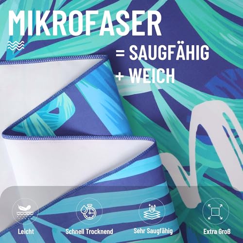 Pameil Strandtuch Mikrofaser Handtuch Groß 90x180cm,Microfaser Handtücher Kompakt und Sandfest, Leicht und...