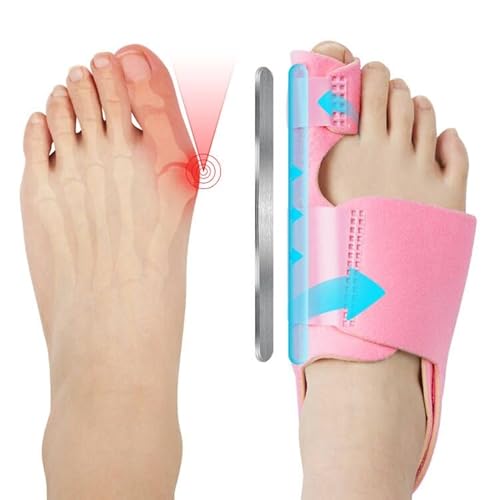 ACWOO Hallux Valgus Korrektur Schiene, 2 Korrektur Schiene und 2x Zehenspreizer, Rutschfester Bunion Zehenspreizer, Korrektur Bandage Socken Bunion Corrector für Damen und Herren（Rosa）