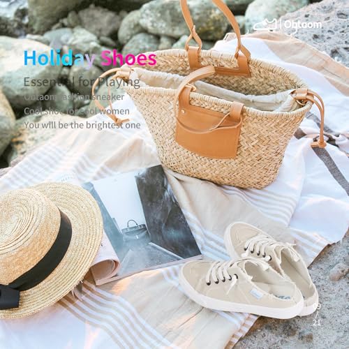 Image of Obtaom Women Canvas Mules Memory Foam Clipper Fashion Sneakers Comfortable Slip-On Mule Backless Holiday Shoes