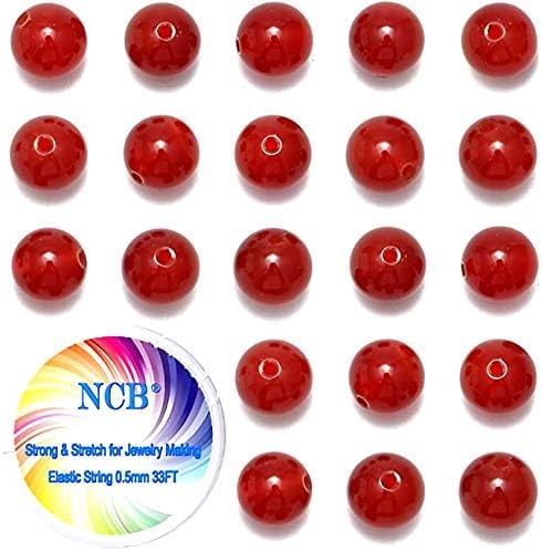NCB Natural Stone Beads 100pcs 10mm Round Genuine Real Stone Beading Loose Gemstone DIY Charm Smooth Beads for Bracelet Necklace Earrings Jewelry Making (Carnelian, 10mm 100Beads) - Image 2