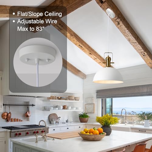 Image of 12 Inch Sandy White Modern Pendant Light for Kitchen Island 2 Pack | ETL Certificate, Easy to Install,Adjustable Height Cord,Vintage Industrial Dome Hanging Light Fixtures