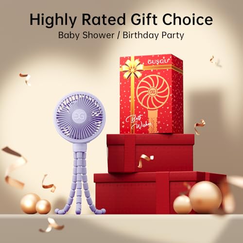 Image of Mini Stroller Fan Clip-on for Baby, Small Portable Fan Rechargeable and Handheld, USB Cooling Fan with 3 Adjustable Speeds and Flexible Tripod for Travel, Car Seat, Camping, and Bedroom, Purple