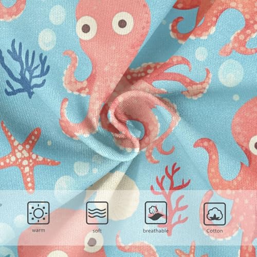Wusikd Octopus Coral Girls' Underwear Cotton Shells Girls Briefs Soft Toddler Underwear 2T3