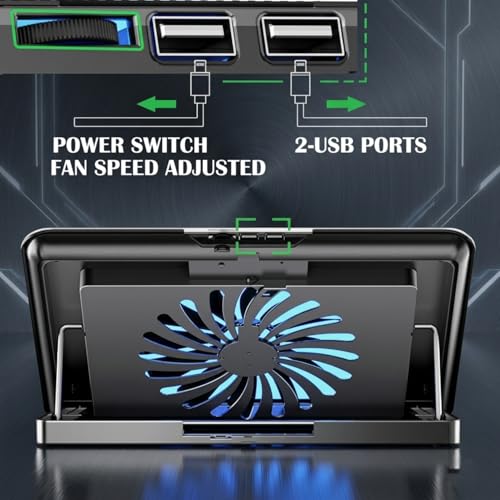 Image of Aluminum Laptop Cooling Pad with Fan & 7 Height Settings | Ultra Silent Notebook Cooler Stand with Dual USB Ports | Compatible for MacBook, Dell, HP, Lenovo & Laptops Upto 15.6 Inch (Silver)