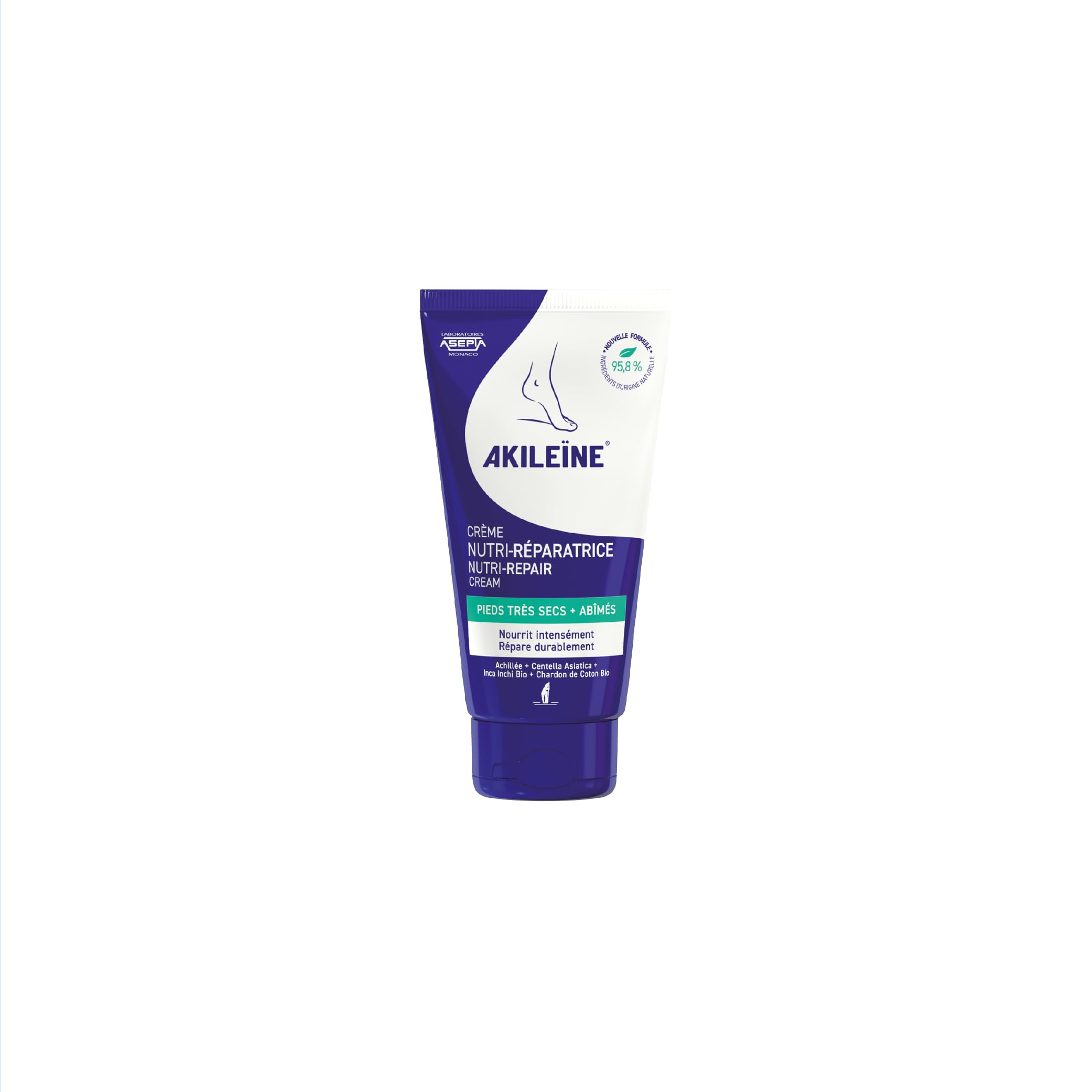 Akileine Nutri-Repair Foot Cream 75ml, Intensive Hydration for Dry Feet & Cracked Heels with Natural Ingredients