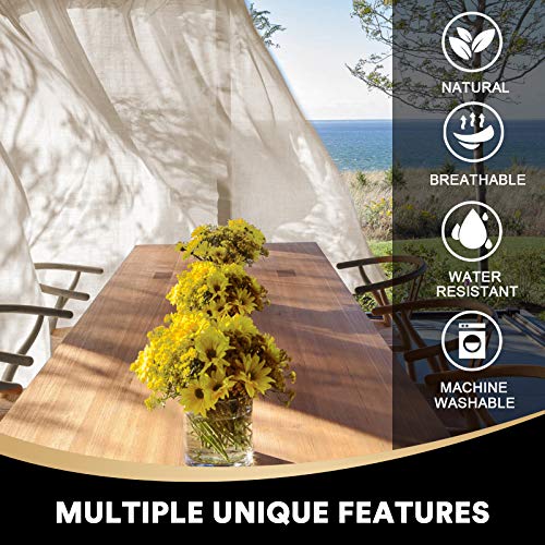 Outdoor Linen Sheer Curtains For Patio Waterproof - Grommet Outside Divider Privacy Added Light Filtering Porch Decor With Detachable Self-Stick For Gazebo/Cabana, 1 Panel, W52 X L95, Natural #TOP6