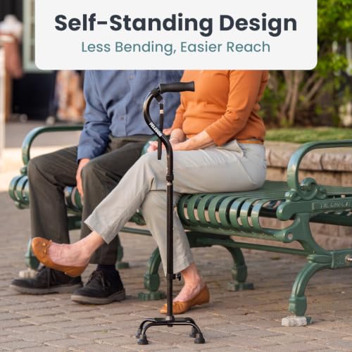 PELEGON Quad Cane Lightweight (300 lb) - Adjustable Walking Cane with A Large 4 Pronged Base for Extra Balance & Stability, Walking Canes for Seniors, Walking Cane for Men & Women (Black) - Image 6