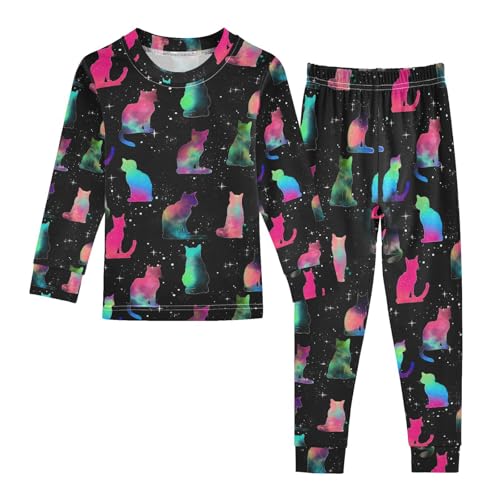 ALAZA Cat Kitten Black Cute Stylish Pajamas Long Sleeve Sleepwear 2-Piece Pajama Set