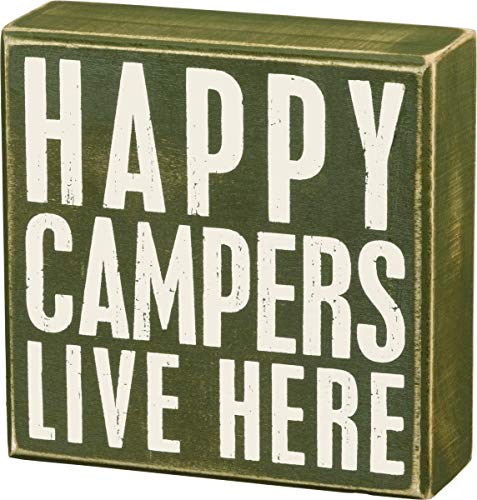 Happy Campers Live Here Box Sign