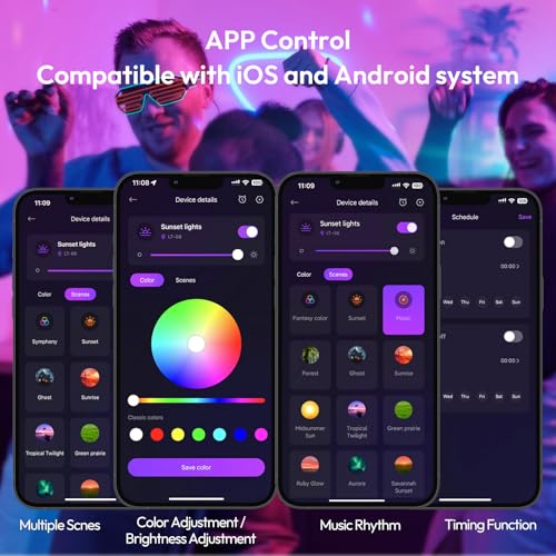 Sunset Lamp Projector with APP Control - 21 Color Changing LED Sunset Light, 180° Adjustable for Photography, Bedroom Decor, Party, Wedding, Mood Lighting - Image 6