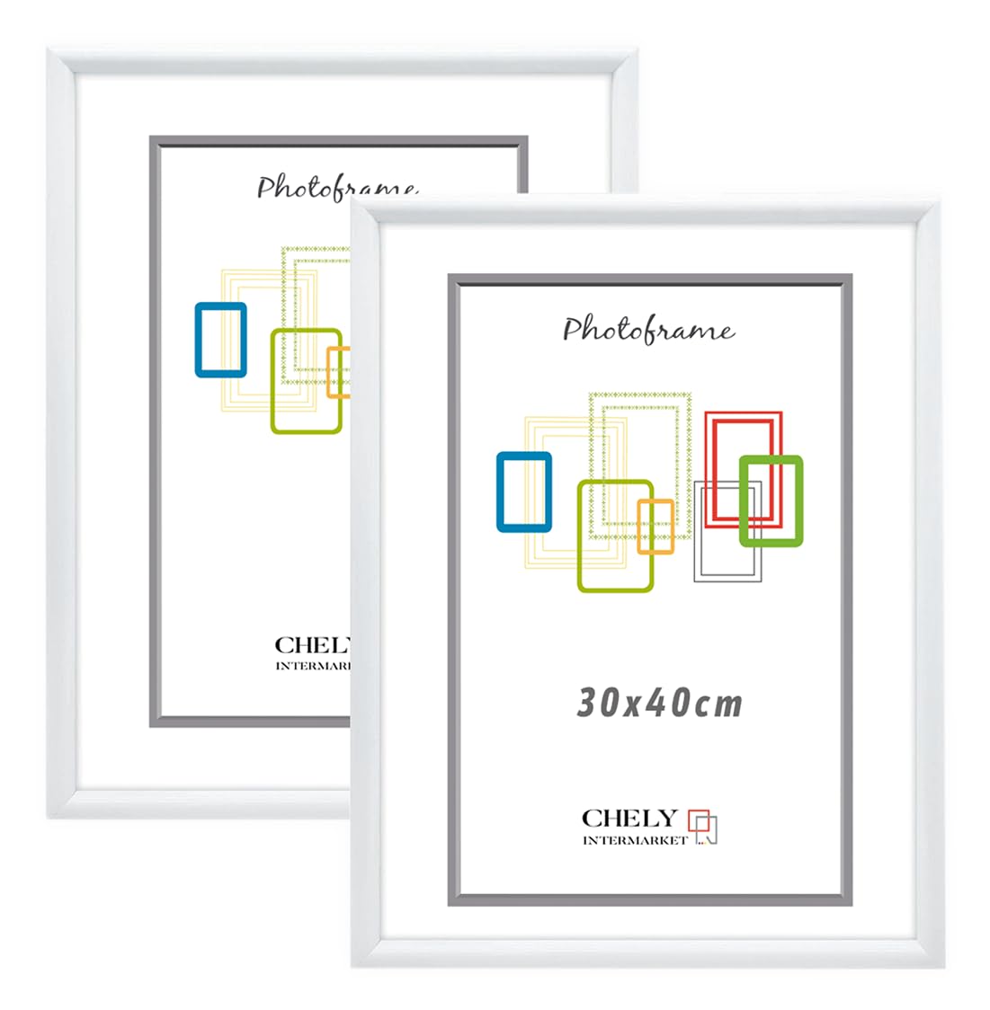 CHELY INTERMARKET Marcos de fotos 30x40cm MOD 316 Blanco Pack 2 unds Cuadro de pared para fotos