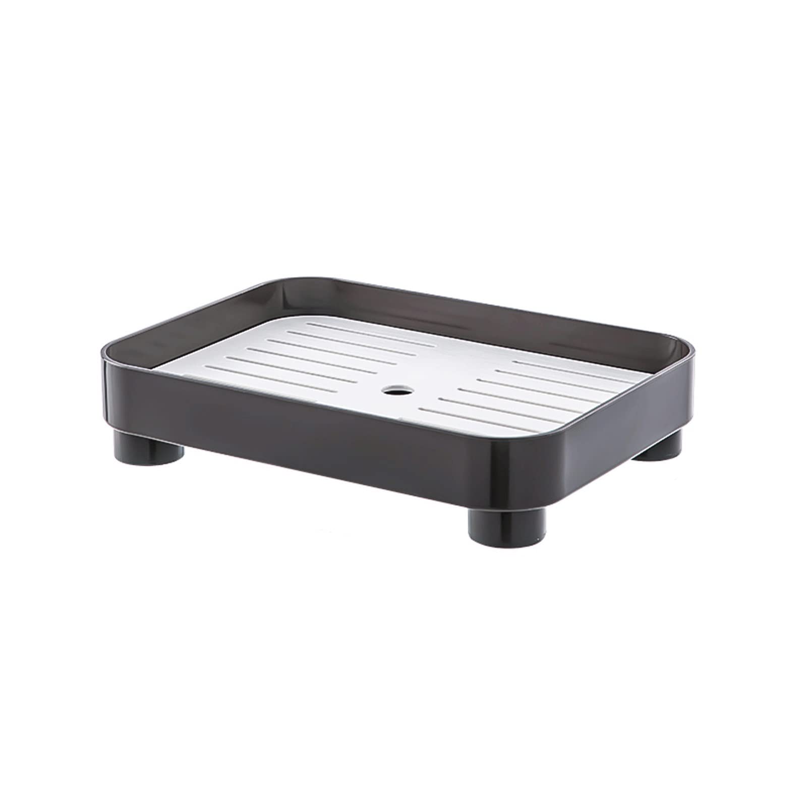 Tea Tray, Grey Double Layer Breakfast Tray Drainage Removable Rectangular Tea Fruit Veg Snacks(Grey)
