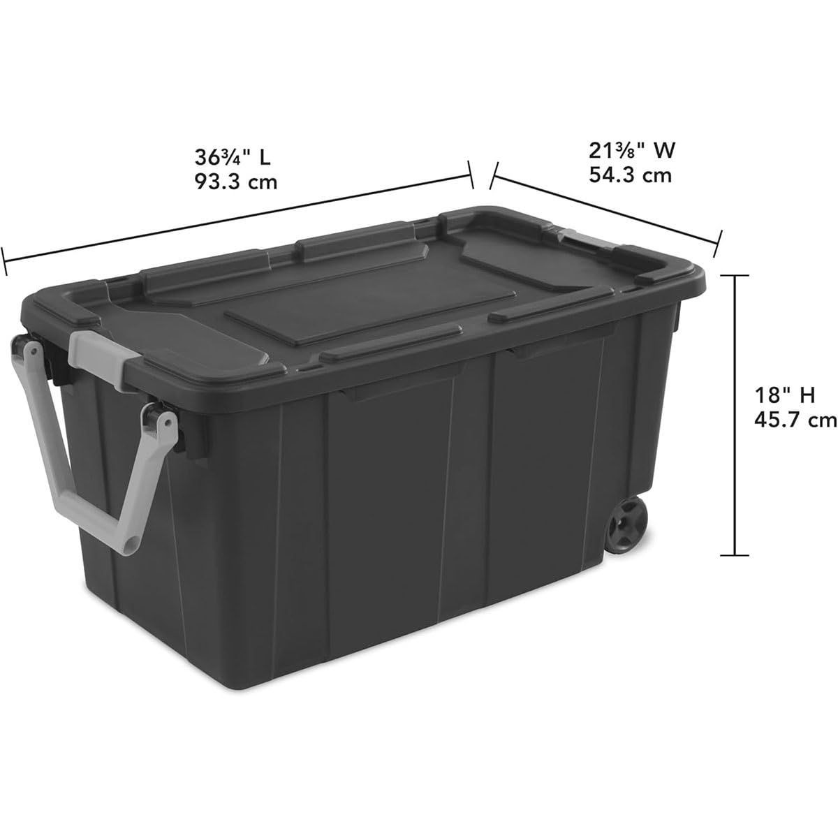 Contenitore di stoccaggio resistente con ruote, borsa industriale, contenitore in plastica robusta, coperchio con chiavistello, maniglie