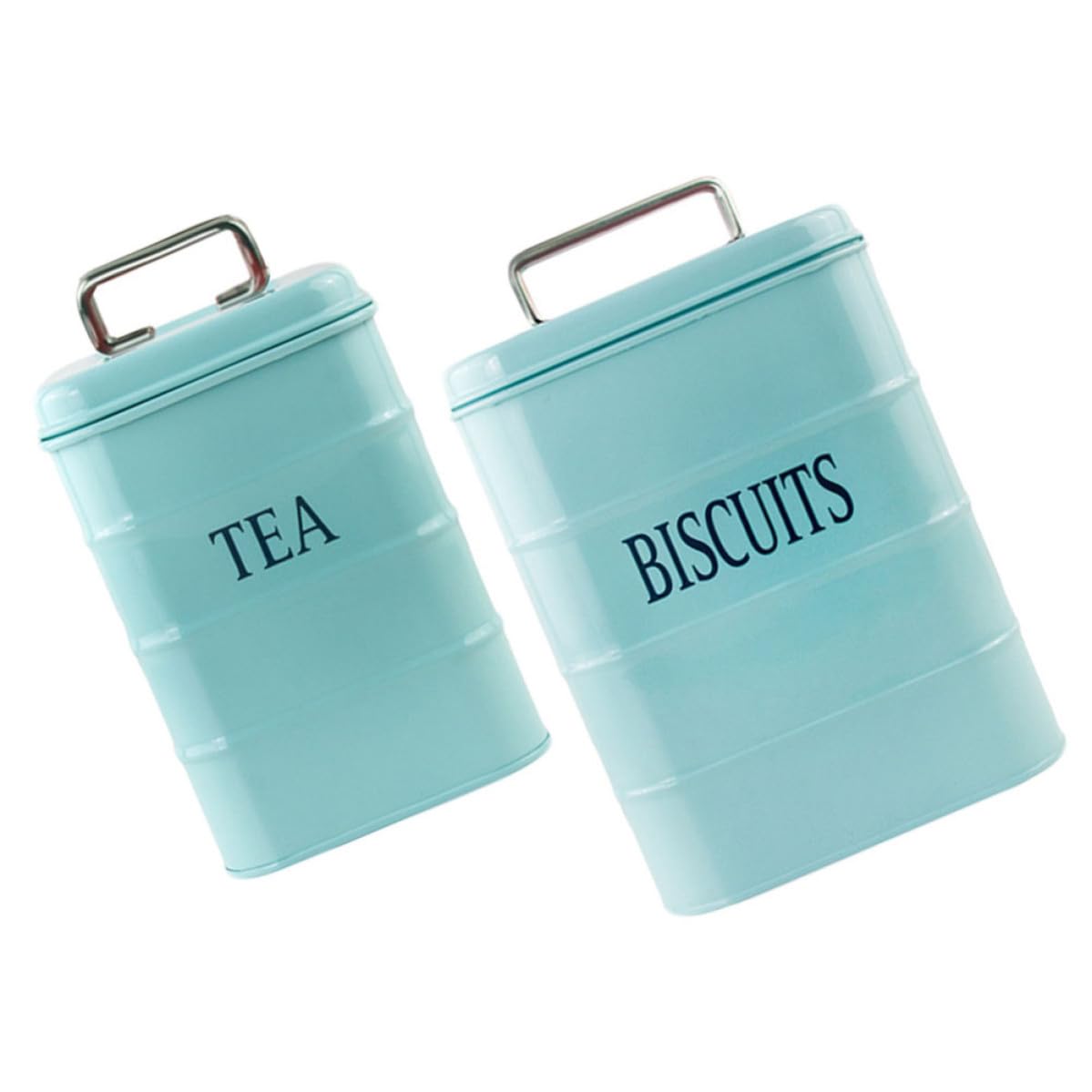 Outanaya Set di Contenitori Ermetici per Alimenti in Ferro Zincato da 1.3l e 3.2l Coperchio, Leggeri e Decorativi, per Conservare Tè e Snack in Cucina