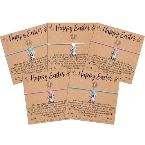 BAYLAY Easter Gifts for Kids Girls Women, 3/5 Pcs Bunny Bracelets Easter Basket Essentials Stuffers Gifts for Kids Teens Adults