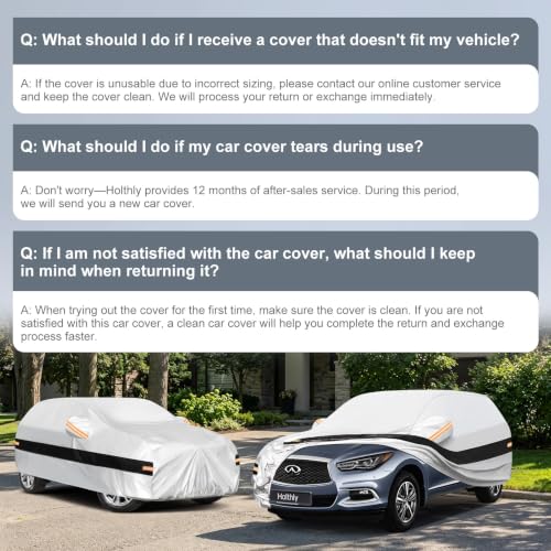 Image of 10 Layers SUV Car Cover Custom Fit for Infiniti QX60 (2013-2026), Waterproof All Weather for Automobiles, Outdoor Full Cover Sun Dust Rain Protection with Cotton. Silver