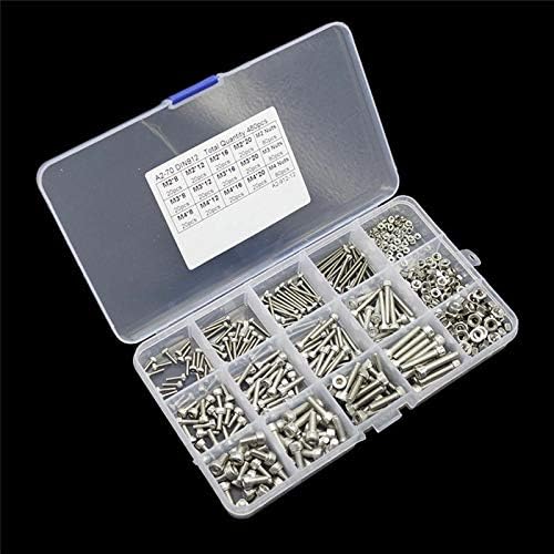 480PCS M2 M3 M4 Socket Head Screws Stainless Steel Hex Socket Head Cap Screws Assortment Kit Bolts and Nuts Set+ Box