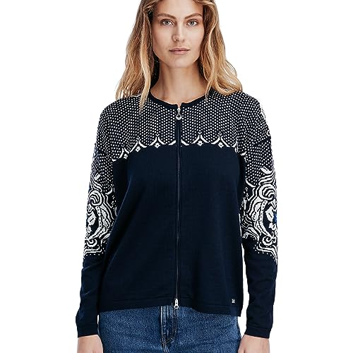 Dale of Norway Women's Classic Feminine Outdoor Blue Wool/Polyester Blend Long Sleeve Crew Neck Cardigan Jacket2