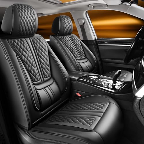 DZATTU Fit Gladiator Car Seat Covers Compatible with Jeep Gladiator 2020-2024 2025 2026.Full Coverage Waterproof Leather Compatible with Airbag All - Weather Seat Cushion Protector (Full Set Black)