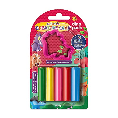 Pidilite Rangeela Creative Clay Pack Dino (60gm), Multicolor, 5 Years & Above
