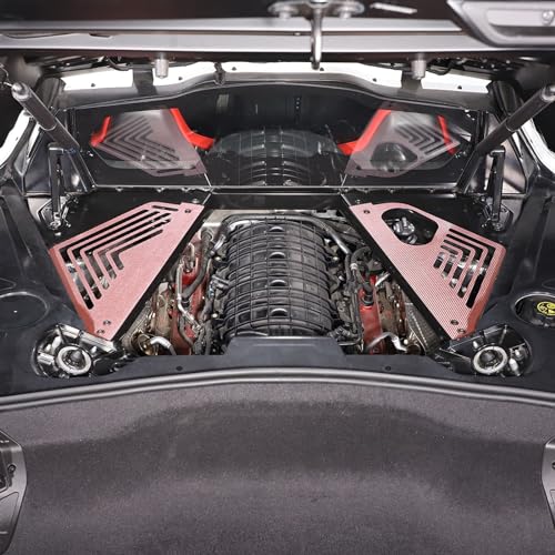 Image of TOYCIDFG Engine Bay Panel Cover Compatible with C8 Corvette 2020-2025 Left Right Splash Shield Oxidation Case Guard Aluminium Interior Body Part Accessories (Carbon Fiber-Pink)