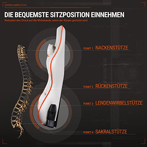 Sedia da gioco – Sedia da ufficio L con braccioli e poggiapiedi 4D, in pelle PU, con elevata capacità di carico, ergonomica, adatta come poltrona da gioco, 150 kg (bianco) - Sedia gaming - Immagine 5