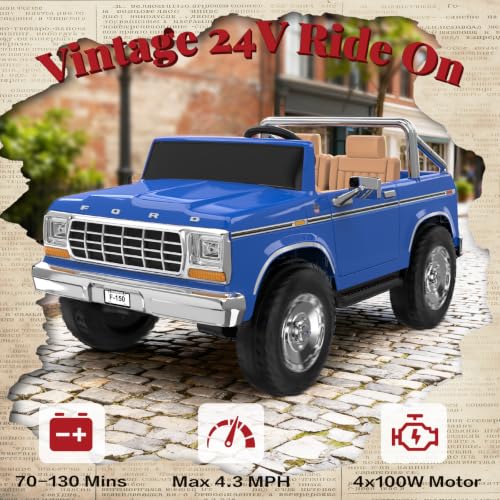 Image of ANPABO Licensed Ford F-150 24V 2 Seater Ride on Car for Kids, Dark Blue