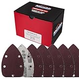 ProductionShop Premium 60 Grit 5-Hole Pattern Mouse Detail Sander Sandpaper Sheets, Box of 30 - Dustless Hook & Loop Triangle Shaped Mouse Disc Pads - Woodworking Tool Sand Wood Furniture, Auto Paint