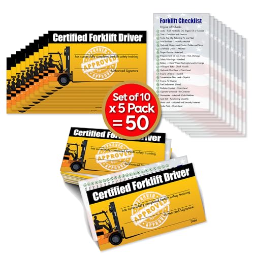 Forklift Operator Safety Training Cards - 50 Cards - Forklift Driver Card - Operator Safety - Wallet Forklift Training Card