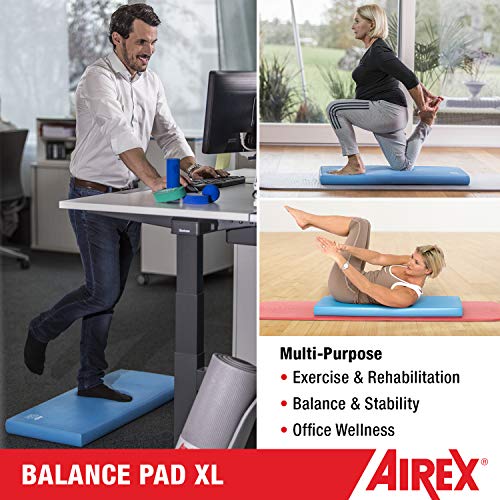 Airex Balance Pad - Exercise Foam Pad Physical Therapy, Workout, Plank, Yoga, Stretching, Standing Desk Balancing Stability Mat, Kneeling Cushion, Mobility Strength Trainer Knee, Ankle - XLarge, Blue