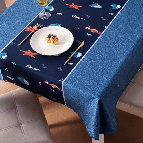 Image of HOKIPO Modern Grace Table Cloth for 4 Seater, 55x71 in, Coral Dream
