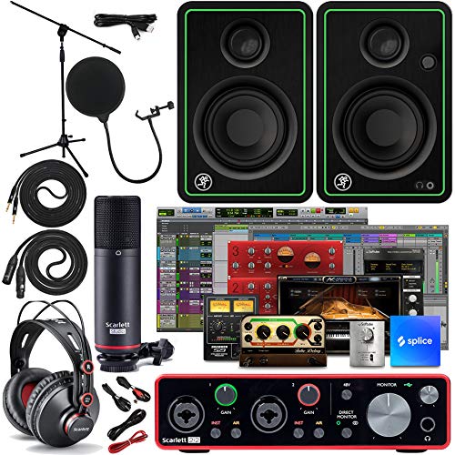 Focusrite Scarlett 2i2 Studio 3rd Gen USB Audio Interface and Recording Bundle with Monitors, Boom...