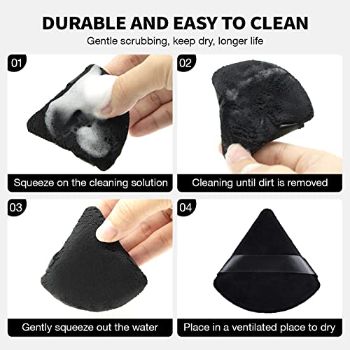 6 Pieces Powder Puff For Loose & Cosmetic Face Makeup Velour Soft Triangle Wet Dry Cosmetic Foundation Sponge Makeup Tool (Black) #TOP6