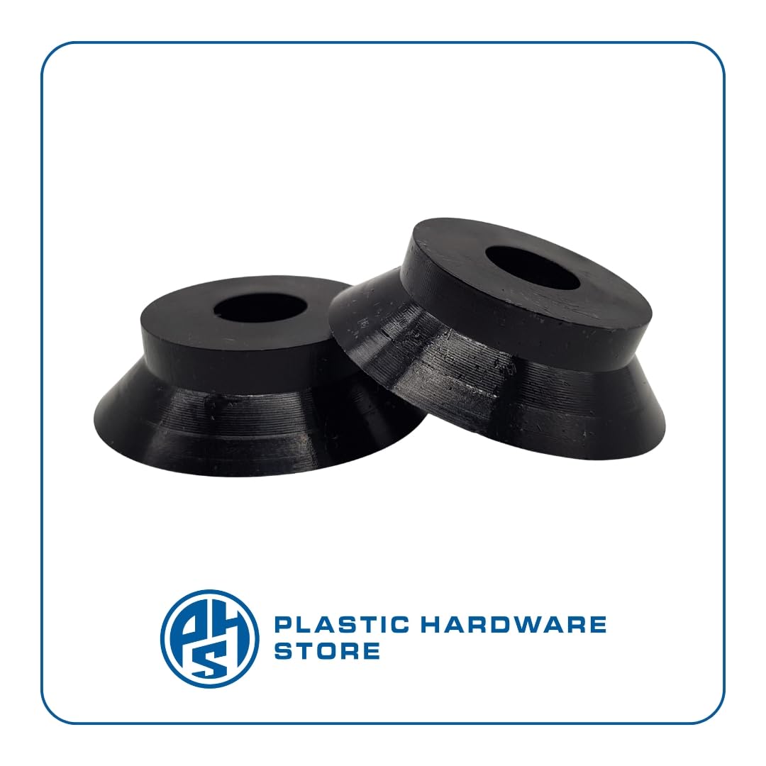 Arandelas ensanchadas de plástico, aislantes y antioxidantes, para fijación en superficies delicadas y cristales, utilizadas en los campos de pádel - M8 x 10 - Negro - 50 unidades Plastic Hardware