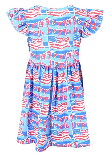 Image of Unique Baby Girls' Short Sleeve Everyday Printed Dresses for Kid and Toddler, Sizes 2T-12Y