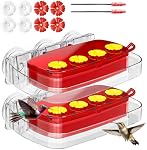 2 Fenêtre de paquet Colibri nourrisseur avec coupe à aspiration forte, Colibouillère en plastique pour l'extérieur, Moat intégré, facile à nettoyer et à refiler (10oz) (2, Rouge)
